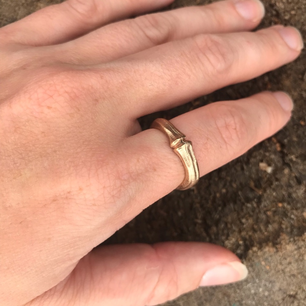 Rose gold tone bone stacker ring